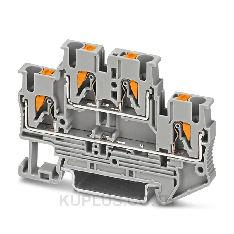 Phoenix Contact PTTB 2,5 เทอร์มินัลบล็อก 2 ชั้น (3210567) ขนาดสาย 2.5 mm² กระแส 22 A แรงดัน 500 V ต่อแบบ Push-in สีเทา