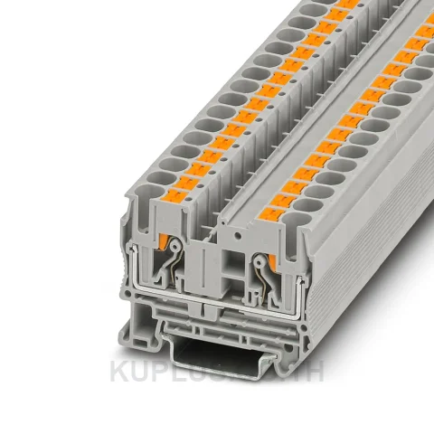 Phoenix Contact PT 6 เทอร์มินัลบล็อกแบบฟีดทรู (3211813) ขนาดสาย 6 mm² กระแส 41 A แรงดัน 1000 V ต่อแบบ Push-in สีเทา