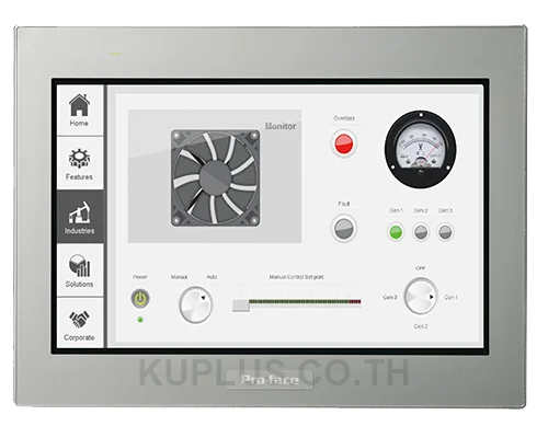 PFXSTW6400WAD, 7"W touch panel display, 2COM, 2Ethernet, USB host&device, 24VDC