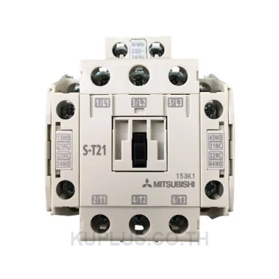 แมกเนติกคอนแทคเตอร์ (Magnetic Contactor) Mitsubishi S-T21 11kW หน้าสัมผัสช่วย 2NO+2NC คอยล์ 400V AC
