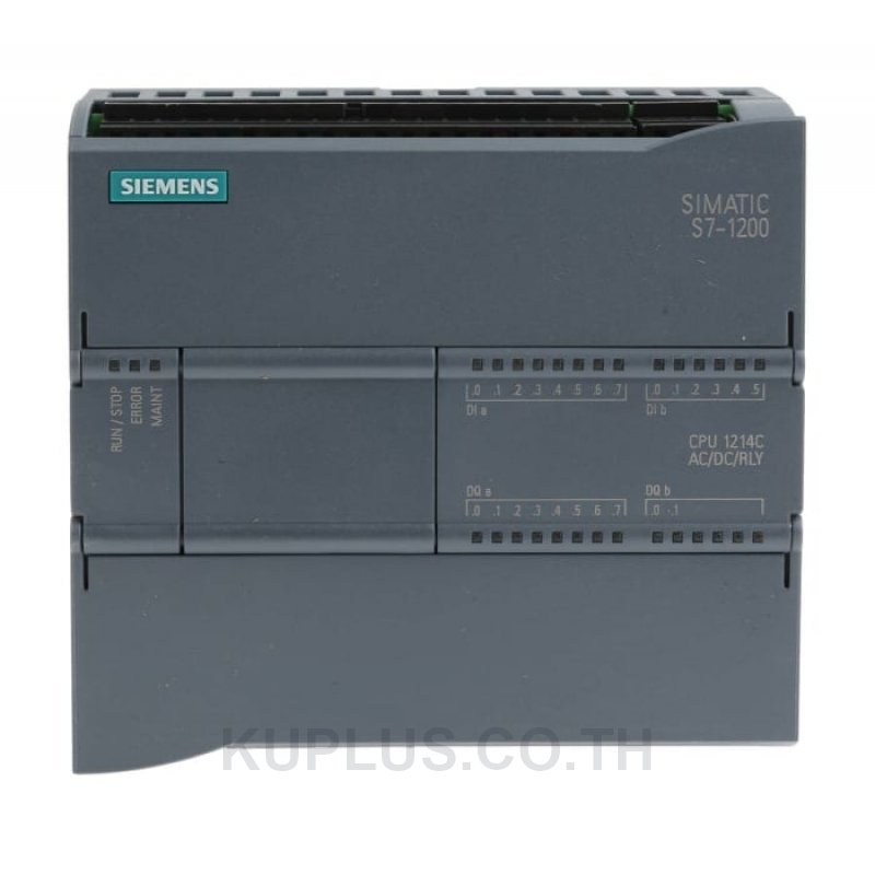 SIMATIC S7-1200, CPU 1214C, compact CPU, DC/DC/relay, onboard I/O: 14 DI 24 V DC; 10 DO relay 2 A; 2 AI 0-10 V DC, power supply: DC 20.4-28.8 V DC, program/data memory 150 KB