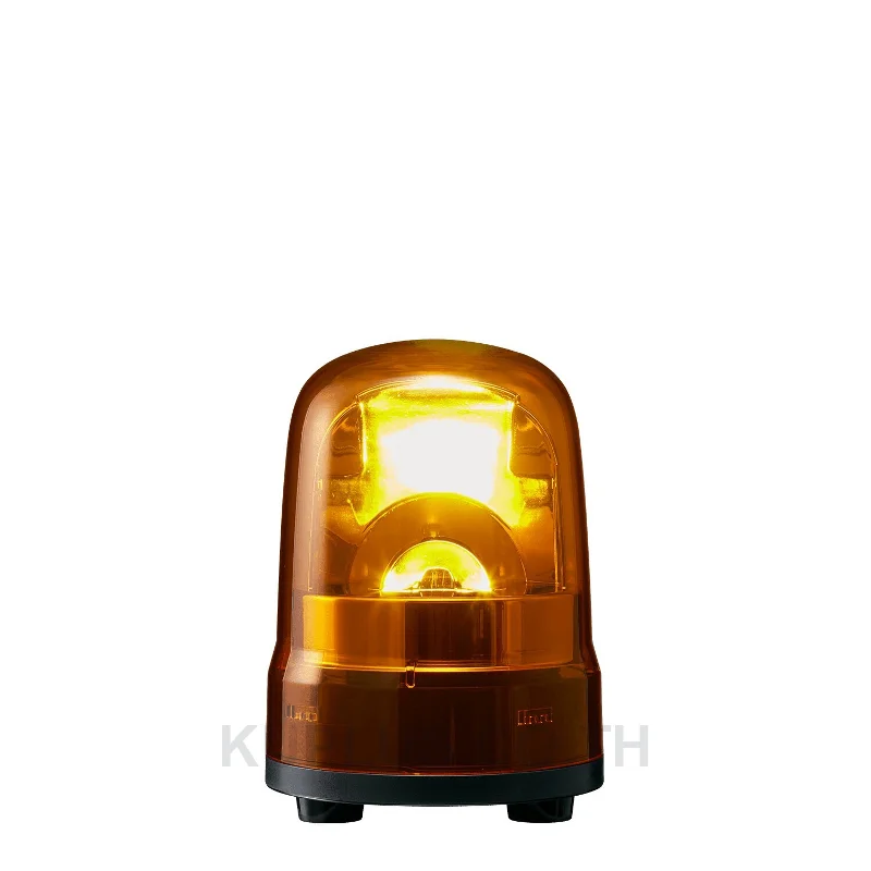 ไฟสัญญาณเตือนแบบหมุน ขนาด 100 mm สีเหลือง ชนิดไม่มีเสียง กำลังไฟ 12-24VDC