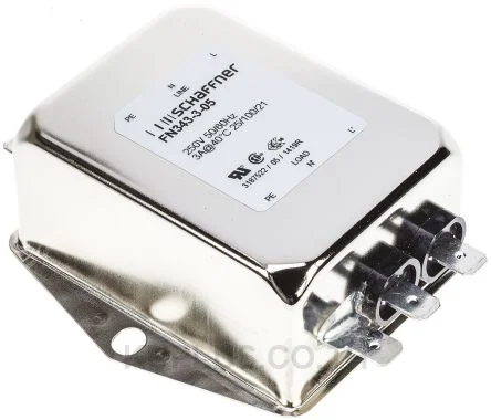 Schaffner FN 343 Series 3A 250 V ac 400Hz Chassis Mount RFI Filter, with Tab Terminals