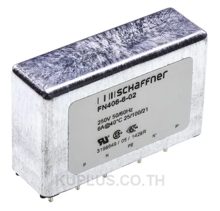 Schaffner FN406 Series 6A 250 V ac 400Hz Through Hole RFI Filter, with Pin Terminals