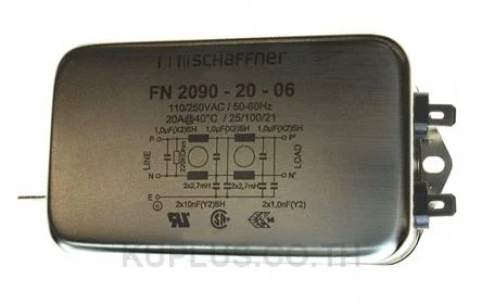 Schaffner FN2090 Series 20A 250 V ac 0 - 400Hz Flange Mount RFI Filter, with Tab Terminals