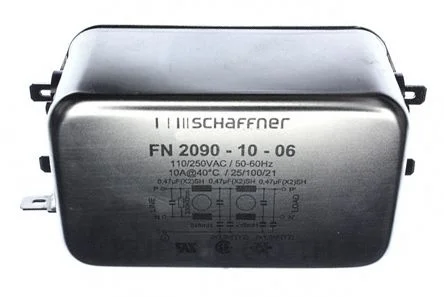 Schaffner FN2090 Series 10A 250 V ac 0 - 400Hz Chassis Mount RFI Filter, with Tab Terminals