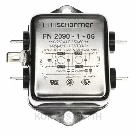 Schaffner FN2090 Series 1A 250 V ac 0 - 400Hz Chassis Mount RFI Filter, with Tab Terminals
