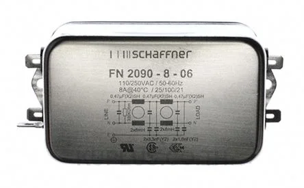 Schaffner FN2090 Series 8A 250 V ac 0 - 400Hz Flange Mount RFI Filter, with Tab Terminals