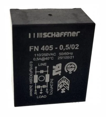 Schaffner FN405 Series 500mA 250 V ac 400Hz RFI Filter, with Pin Terminals
