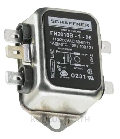 Schaffner FN2010B Series 1A 250 V ac 400Hz Chassis Mount RFI Filter, with Tab Terminals