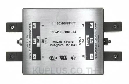Schaffner FN2410 Series 100A 250 V ac 400Hz Chassis Mount RFI Filter, with Screw Terminals, Single Phase