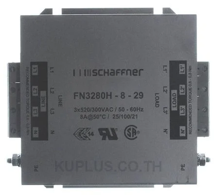 Schaffner FN 3280 Series 8A 520 V ac 60Hz Flange Mount RFI Filter, with Screw Terminals 3 Phase