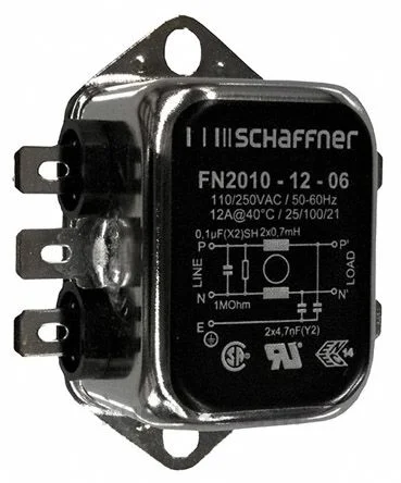 Schaffner FN2010 Series 12A 250 V ac 0 - 400Hz Chassis Mount EMI Filter, with Tab Terminals, Single Phase