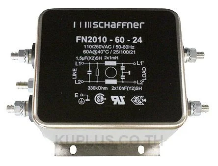 Schaffner FN2010 Series 60A 250 V ac 0 - 400Hz Chassis Mount EMI Filter, with Stud Terminals, Single Phase