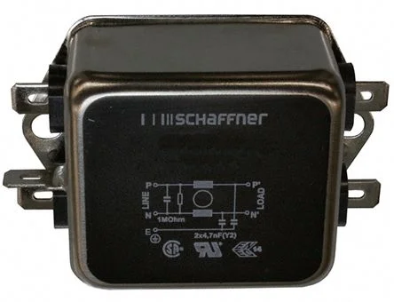 Schaffner FN2010A Series 20A 250 V ac 0 - 400Hz Chassis Mount EMI Filter, with Tab Terminals, Single Phase
