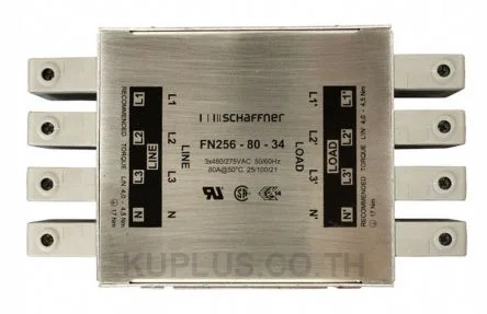 Schaffner FN256 Series 80A 3 x 480 V ac 0 - 60Hz Chassis Mount RFI Filter, with Terminal Block Terminals 3 Phase