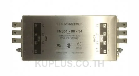 Schaffner FN351 Series 80A 3 x 440/250 V ac 0 - 60Hz Chassis Mount RFI Filter, with Terminal Block Terminals
