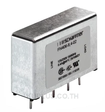 Schaffner FN406 Series 1A 250 V ac DC to 400Hz RFI Filter, with PC Pin Terminals, Single Phase