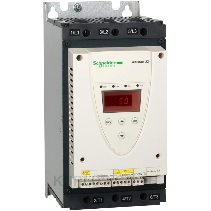 ATS22D62Q, ซอฟต์สตาร์ทเตอร์ Altistart 22 Schneider Electric ขนาด 62 A แรงดันกำลัง 440 V 57 A 30 kW ไฟควบคุม 196 ... 230VAC