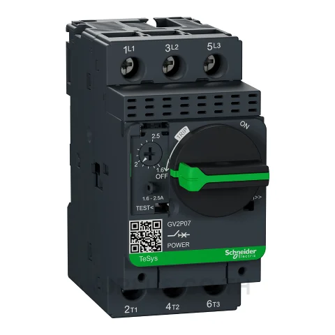 มอเตอร์เบรกเกอร์ Schneider GV2P07 TeSys Deca 3P ช่วงปรับกระแส 1.6 - 2.5 A