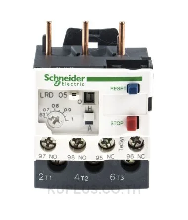 โอเวอร์โหลดรีเลย์ความร้อน (Thermal Overload Relay) Schneider TeSys D LRD01 ช่วงปรับกระแส 0.1-0.16A คลาส 10A หน้าสัมผัสช่วย 1NO+1NC ขั้วต่อแบบสกรู (Screw clamp) ใช้กับ LC1 D09-D38