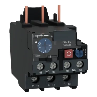 โอเวอร์โหลดรีเลย์ความร้อน (Thermal Overload Relay) Schneider TeSys D LRD1512 ช่วงปรับกระแส 5.5-8A คลาส 20 หน้าสัมผัสช่วย 1NO+1NC ขั้วต่อแบบสกรู (Screw clamp)