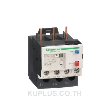 โอเวอร์โหลดรีเลย์ความร้อน (Thermal Overload Relay) Schneider TeSys D LRD21T ช่วงปรับกระแส 12-18A คลาส 10A หน้าสัมผัสช่วย 1NO+1NC ขั้วต่อแบบสกรู (Screw clamp)