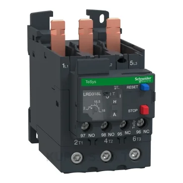 โอเวอร์โหลดรีเลย์ความร้อน (Thermal Overload Relay) Schneider TeSys D EverLink LRD318L3 ช่วงปรับกระแส 12-18A คลาส 20 หน้าสัมผัสช่วย 1NO+1NC ขั้วต่อแบบEverLink แบบสปริง