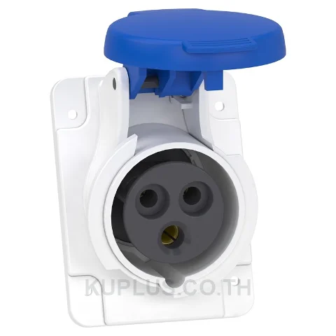 PKF16F423, ปลั๊กตัวเมียแบบฝังเฉียง (Panel mount, angled) อุตสาหกรรม Schneider Electric PratiKa 16 A 2P+E 230 V IP44 ต่อสายแบบขันสกรู สีฟ้า