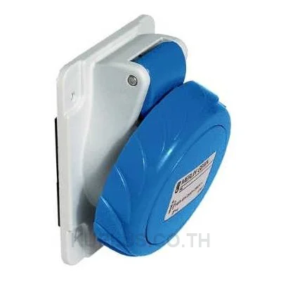PKF16F723, ปลั๊กตัวเมียแบบฝังเฉียง (Panel mount, angled) อุตสาหกรรม Schneider Electric PratiKa 16 A 2P+E 230 V IP67 ต่อสายแบบขันสกรู สีฟ้า