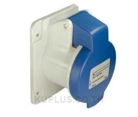 PKF16G423, ปลั๊กตัวเมียแบบฝังตรง (Panel mount, straight) อุตสาหกรรม Schneider Electric PratiKa 16 A 2P+E 230 V IP44 ต่อสายแบบขันสกรู สีฟ้า