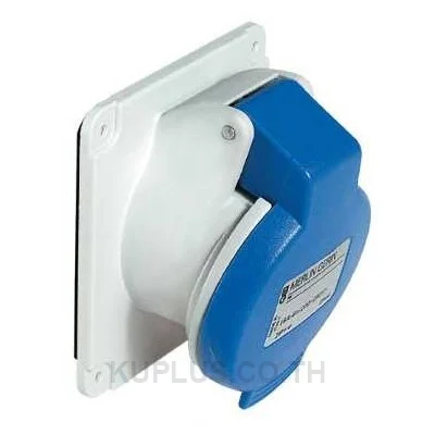 PKF32F423, ปลั๊กตัวเมียแบบฝังเฉียง (Panel mount, angled) อุตสาหกรรม Schneider Electric PratiKa 32 A 2P+E 230 V IP44 ต่อสายแบบขันสกรู สีฟ้า