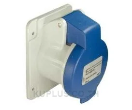 PKF32G423, ปลั๊กตัวเมียแบบฝังตรง (Panel mount, straight) อุตสาหกรรม Schneider Electric PratiKa 32 A 2P+E 230 V IP44 ต่อสายแบบขันสกรู สีฟ้า