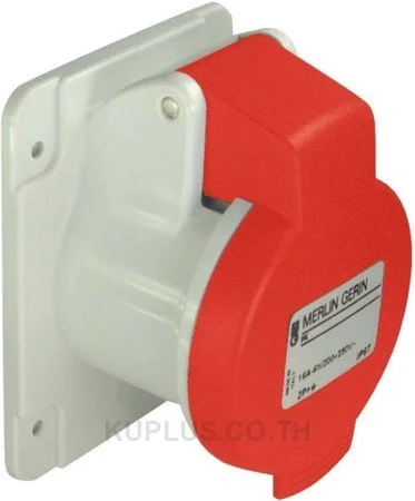 PKF32G435, ปลั๊กตัวเมียแบบฝังตรง (Panel mount, straight) อุตสาหกรรม Schneider Electric PratiKa 32 A 3P+N+E 400 V IP44 ต่อสายแบบขันสกรู สีแดง