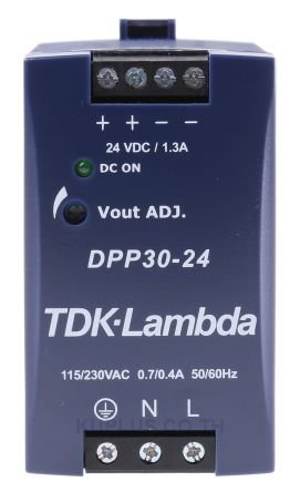 TDK-Lambda, DPP DIN Rail Panel Mount Power Supply, 24V dc Output Voltage, 1.3A Output Current