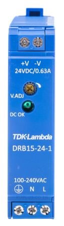 TDK-Lambda, DRB DIN Rail Power Supply, 24V dc Output Voltage, 630mA Output Current
