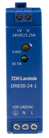 TDK-Lambda, DRB DIN Rail Power Supply, 24V dc Output Voltage, 1.25A Output Current