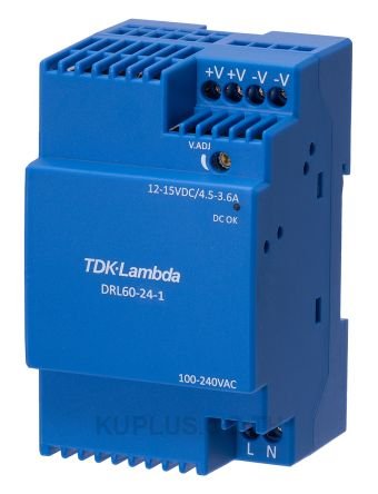TDK-Lambda, DRL-60 DIN Rail Power Supply, 12V dc Output Voltage, 4A Output Current