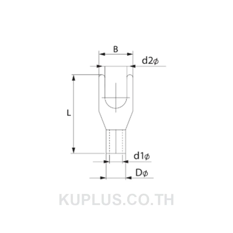 หางปลาแฉกเปลือย TLUG Y6-4S สำหรับสาย 6 mm² (4 - 6 mm²) รูสกรู Ø4.3 mm