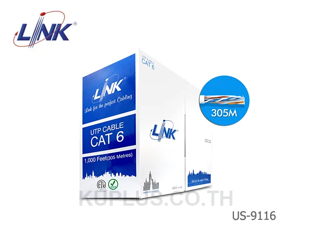 สายแลน CAT6 LINK US-9116LSZH Indoor UTP Ultra Cable, Bandwidth 600MHz w/Cross Filler, 23 AWG, CMR