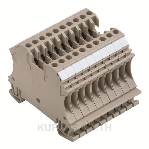 เทอร์มินัลสตริปแบบหลายขั้ว WDU 2.5/10 BEZ/NE ต่อแบบสกรู สีเบจเข้ม 2.5 mm² 24A 500V 2 ช่องต่อ 1 ชั้น