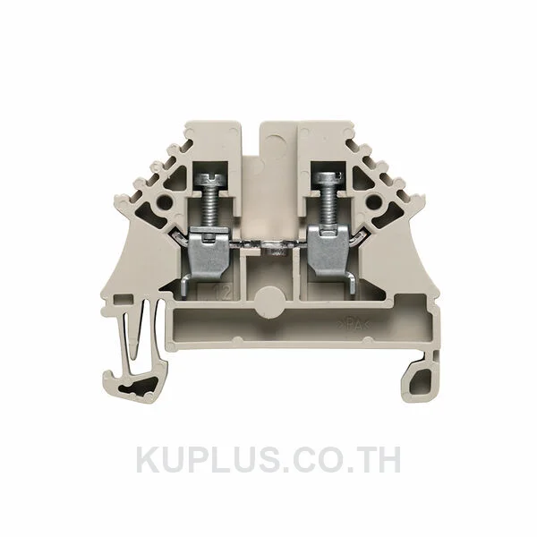 เทอร์มินัลบล็อกแบบฟีดทรู WDU 2.5N ต่อแบบสกรู สีเบจเข้ม 2.5 mm² 24A 500V 2 ช่องต่อ