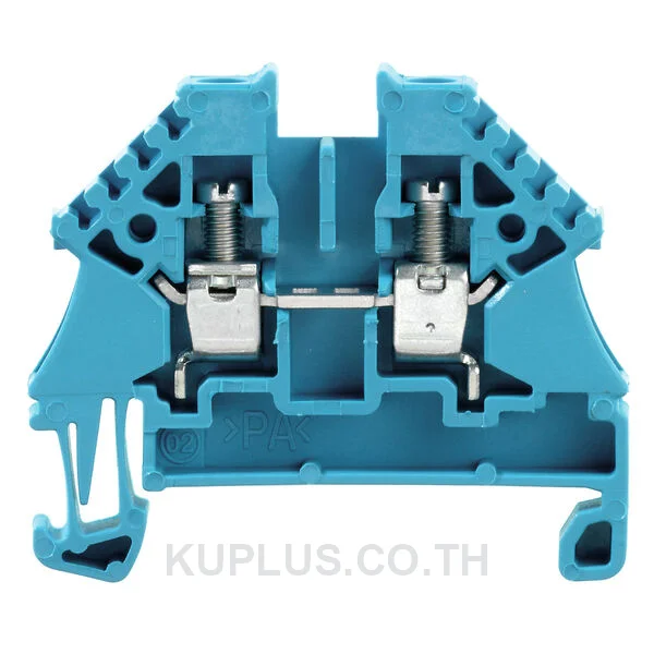เทอร์มินัลบล็อกแบบฟีดทรู WDU 4N BL ต่อแบบสกรู สีน้ำเงิน 4 mm² 32A 500V 2 ช่องต่อ