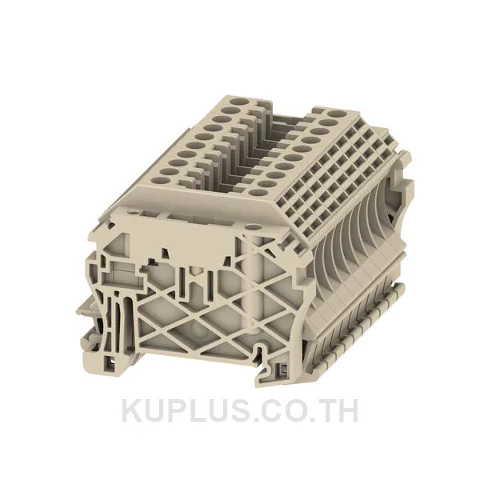 เทอร์มินัลบล็อกแบบฟีดทรู WDU 4 PACK ต่อแบบสกรู สีเบจเข้ม 4 mm² 24A 800V 2 ช่องต่อ