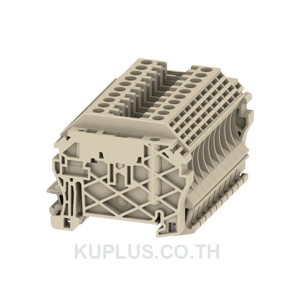 เทอร์มินัลบล็อกแบบฟีดทรู WDU 4 PACK ต่อแบบสกรู สีเบจเข้ม 4 mm² 24A 800V 2 ช่องต่อ