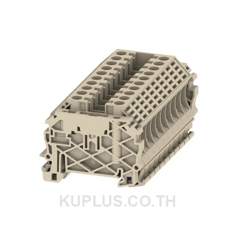 เทอร์มินัลบล็อกแบบฟีดทรู WDU 6 PACK ต่อแบบสกรู สีเบจเข้ม 6 mm² 41A 800V 2 ช่องต่อ