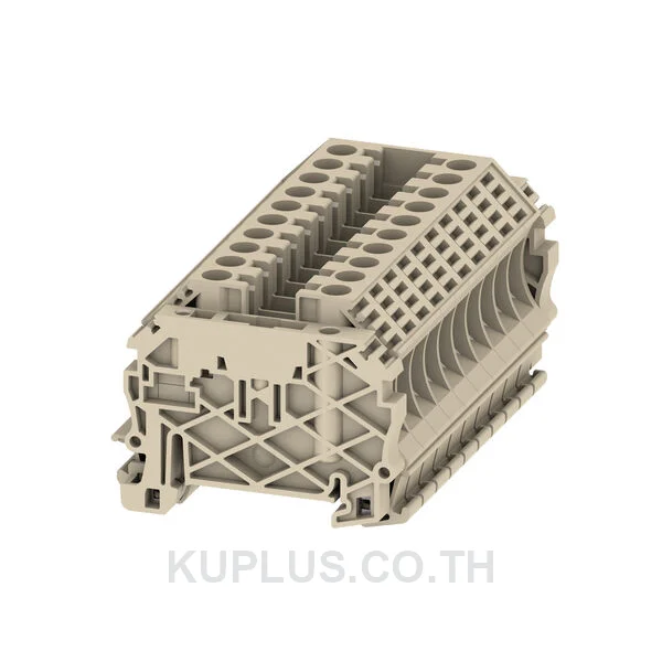 เทอร์มินัลบล็อกแบบฟีดทรู WDU 6 PACK ต่อแบบสกรู สีเบจเข้ม 6 mm² 41A 800V 2 ช่องต่อ