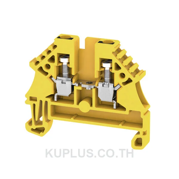 Feed-through terminal block, Screw connection, black/yellow, 2.5 mm², 24 A, 500 V, Number of connections: 2