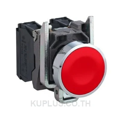 XB4BA42, Push button, Harmony XB4, metal, flush, red, 22mm, spring return, unmarked, 1NC