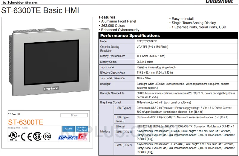 จอทัชสกรีน HMI Pro-face PFXST6300TADE 5.7 นิ้ว 640 x 480 ไฟ 24 VDC